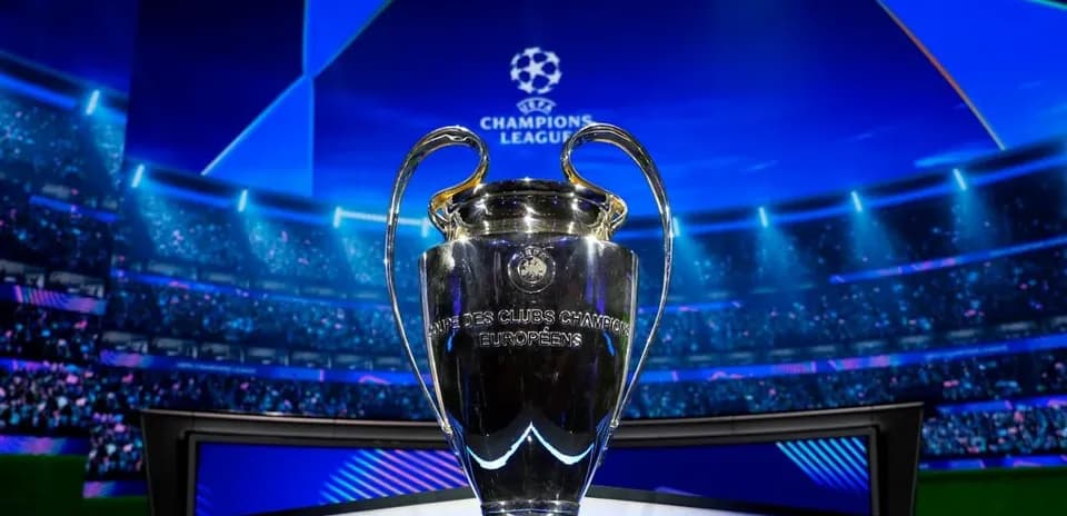 UEFA Champions League trophy on display at venue