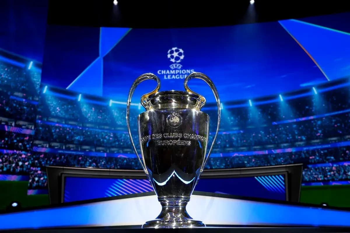 UEFA Champions League trophy on display at venue