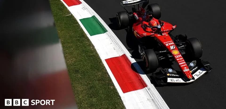 Ferrari car racing on track with Italian flag colors