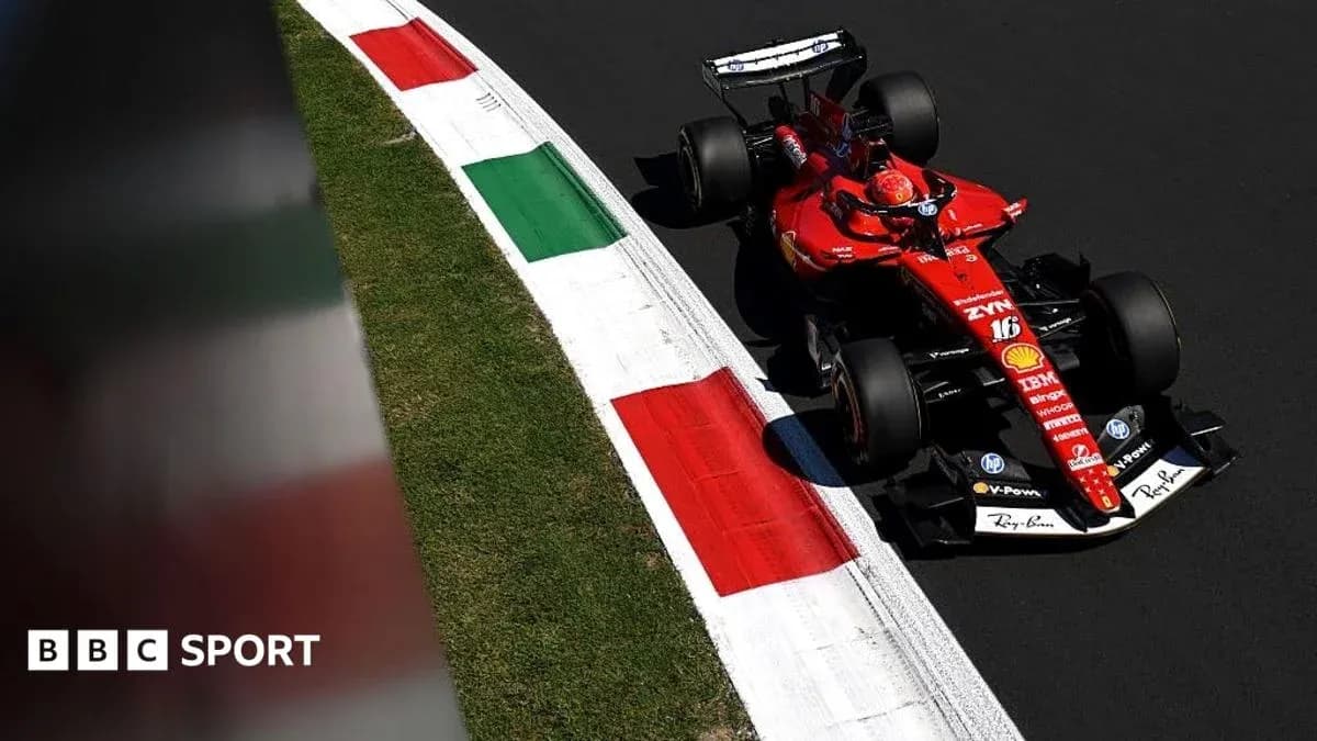 Ferrari car racing on track with Italian flag colors