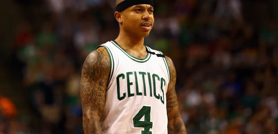 Player wearing Celtics jersey during a game
