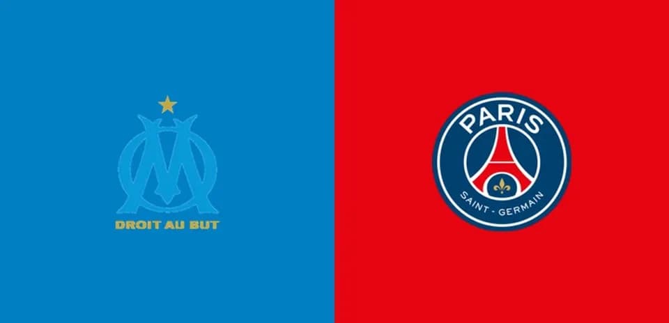 Logos of Olympique de Marseille and Paris Saint-Germain