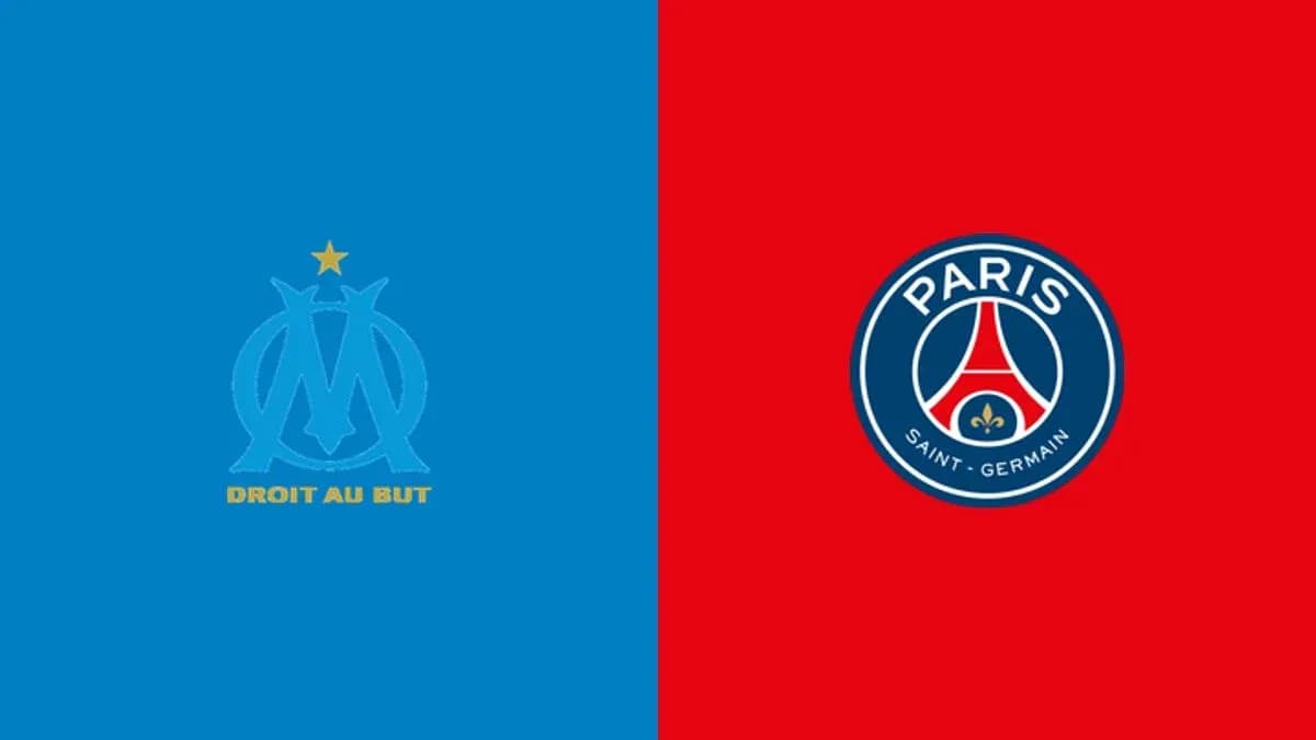 Logos of Olympique de Marseille and Paris Saint-Germain