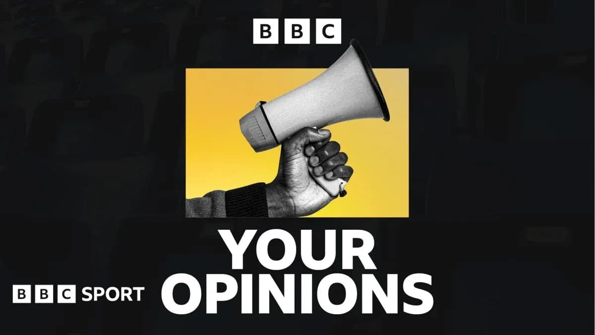 Hand holding a megaphone with text 'YOUR OPINIONS'