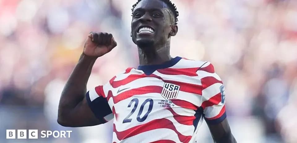 Player celebrating in USA national team jersey