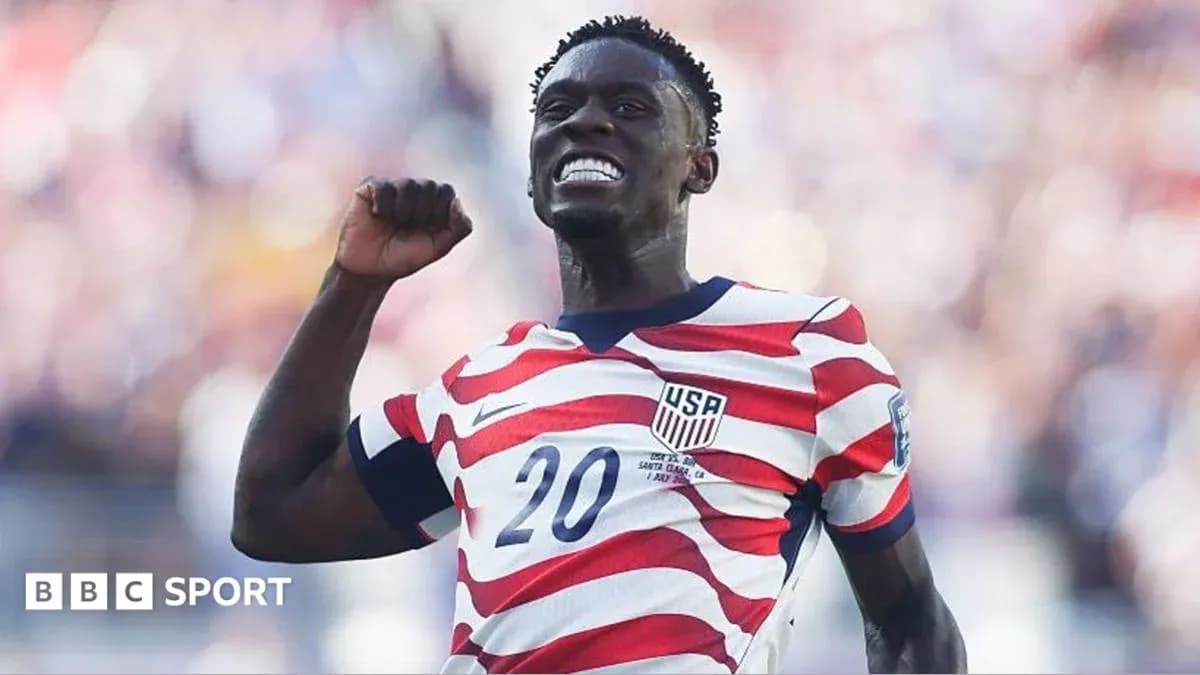 Player celebrating in USA national team jersey