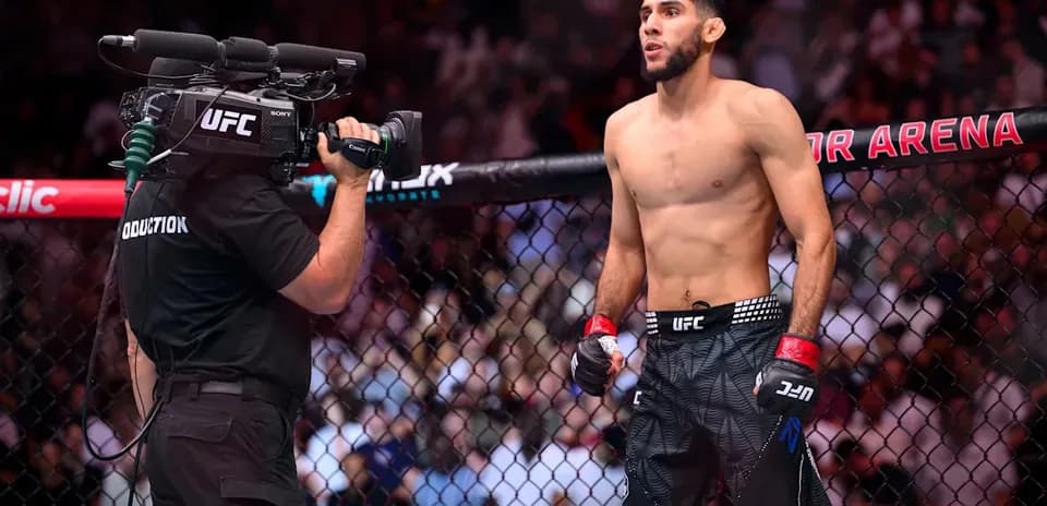 Fighter preparing for match in UFC octagon