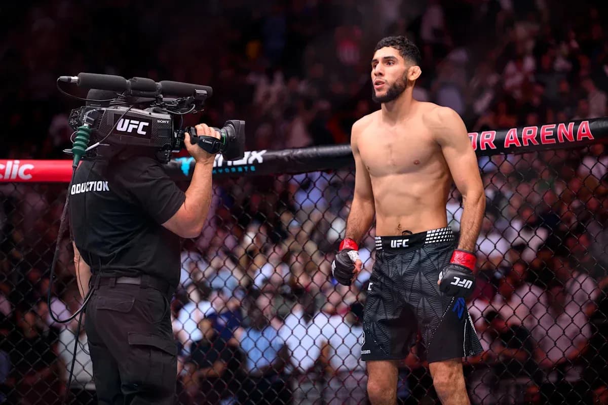 Fighter preparing for match in UFC octagon