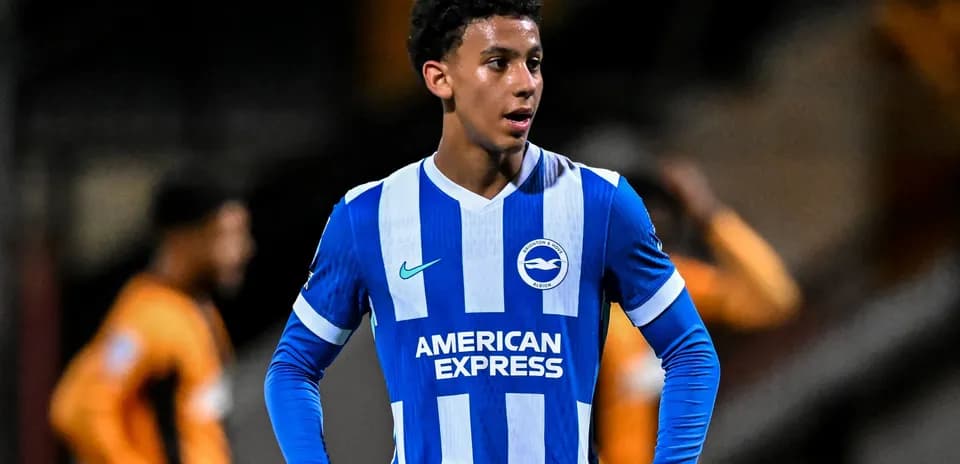 Brighton player in blue and white kit on field