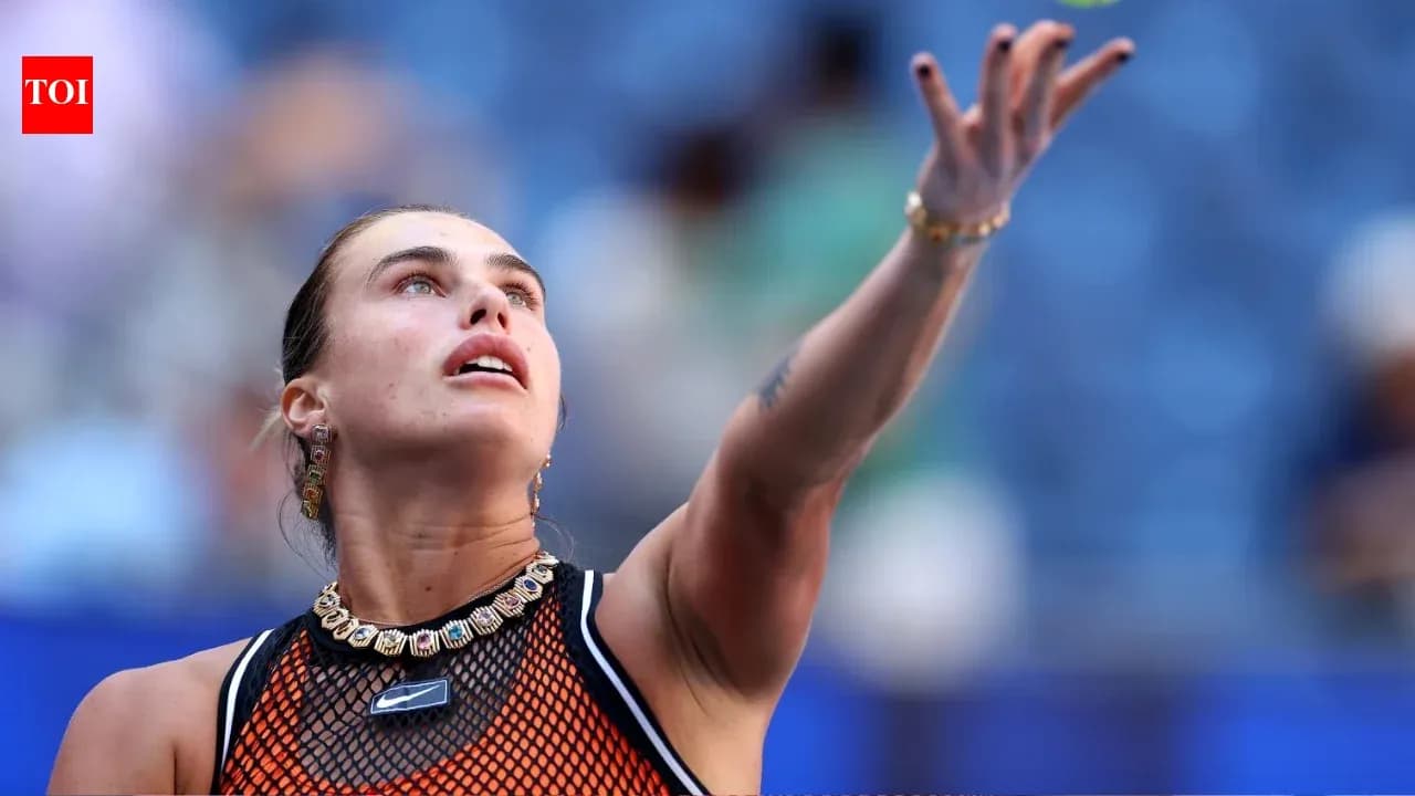 Player serving the ball during a tennis match