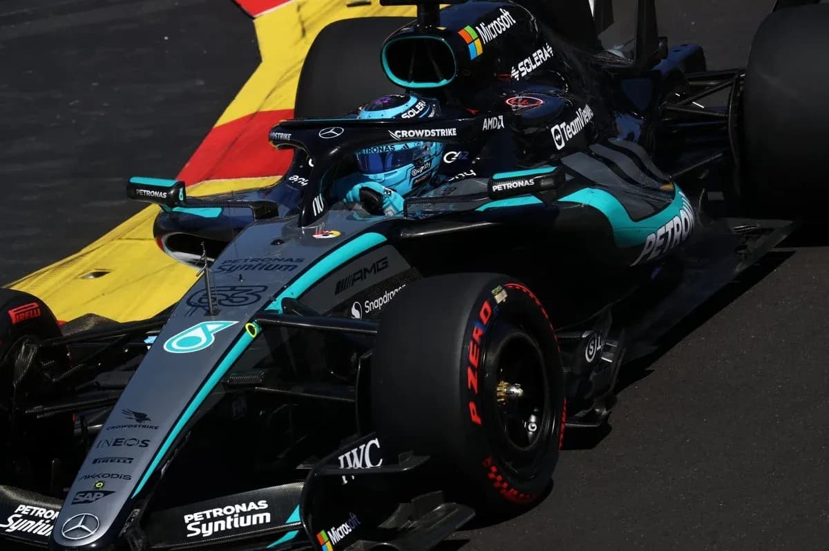Mercedes Formula 1 car on track during race
