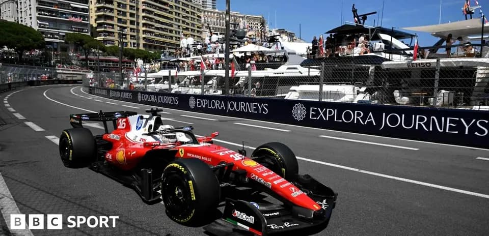 Ferrari car racing on Monaco Grand Prix circuit