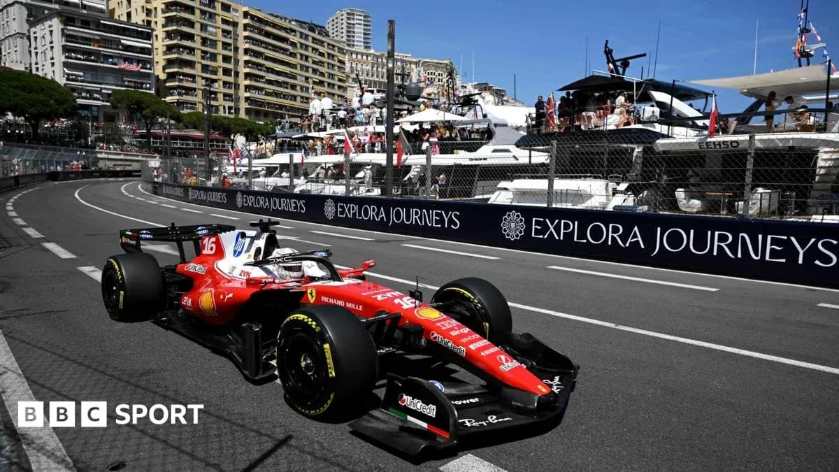 Ferrari car racing on Monaco Grand Prix circuit