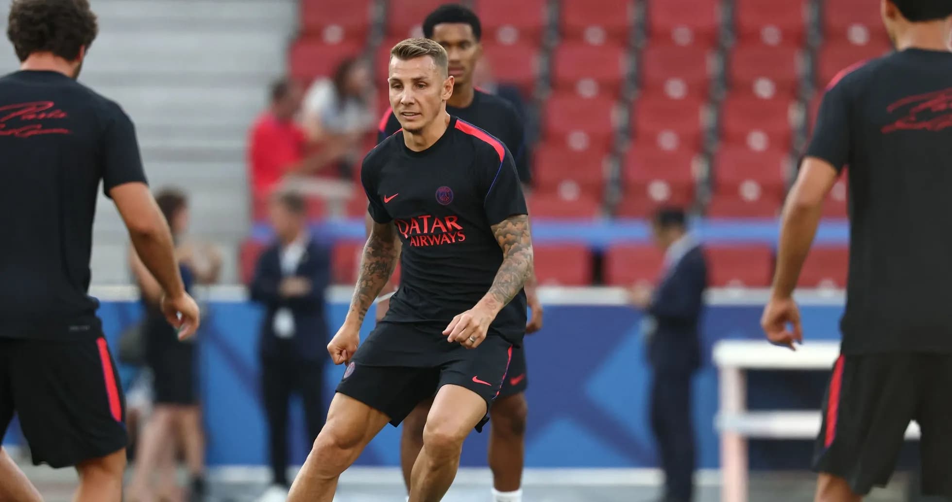 Player training during a pre-match session