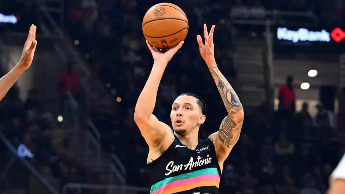 Player shooting basketball during a game