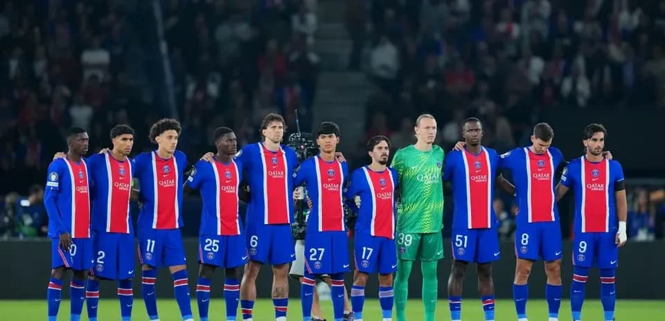 PSG players lined up before a match