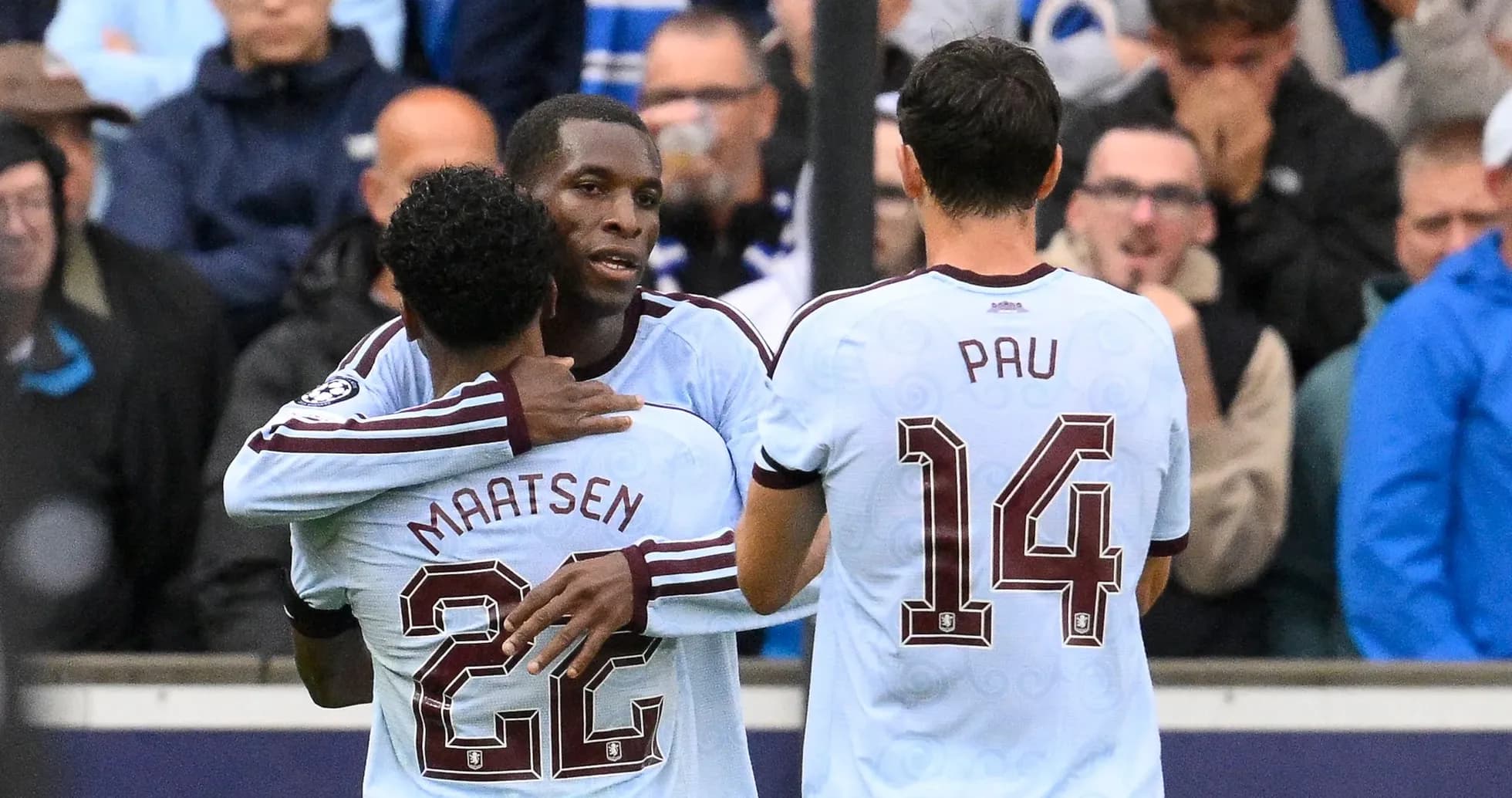 Players celebrating together during a match