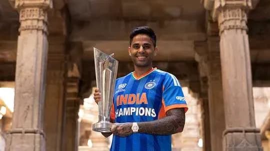 Player holding trophy in traditional architecture setting