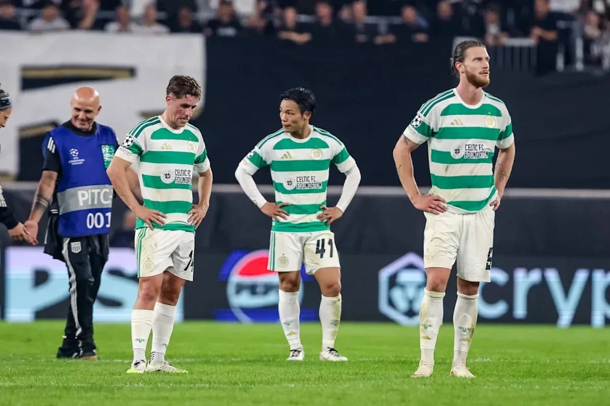 Celtic players looking dejected after match