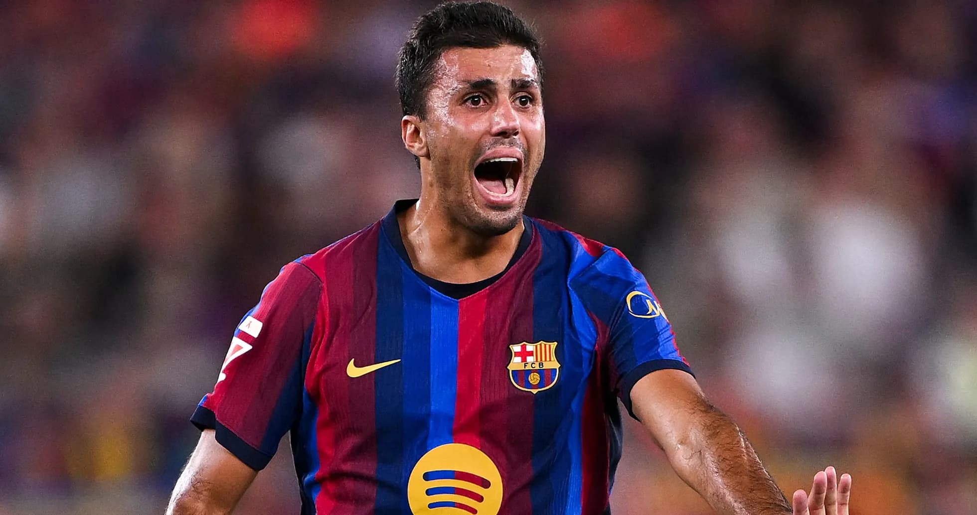 Player celebrating during a match at Camp Nou