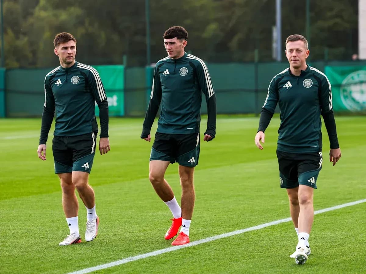 Three players walking during training session