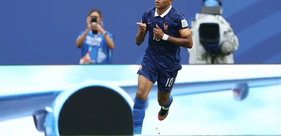 Player celebrating after scoring a goal for France