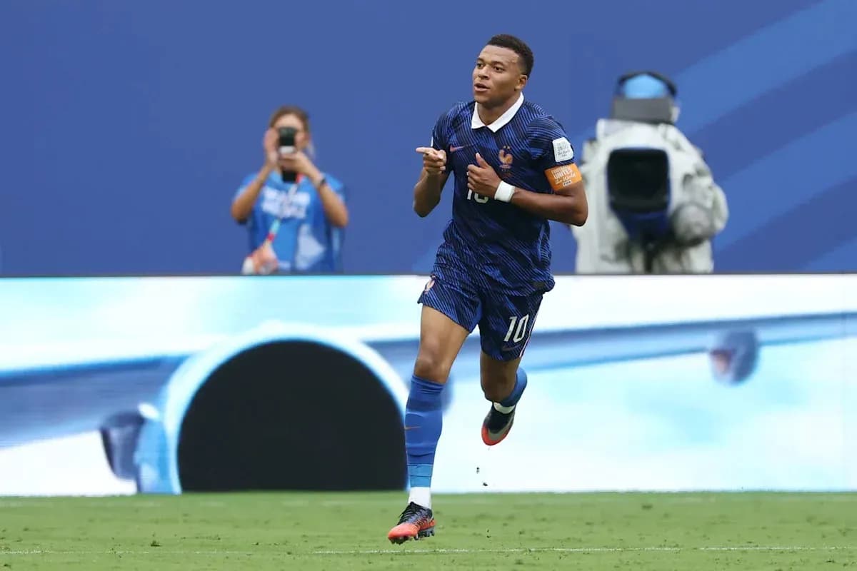 Player celebrating after scoring a goal for France