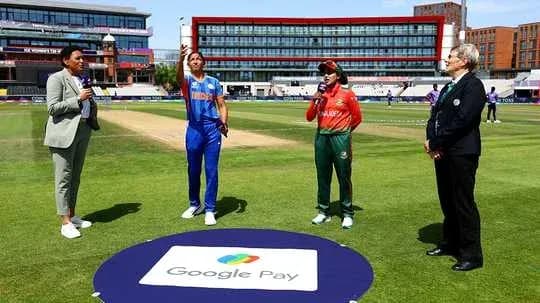 Captains of India and Bangladesh at coin toss ceremony