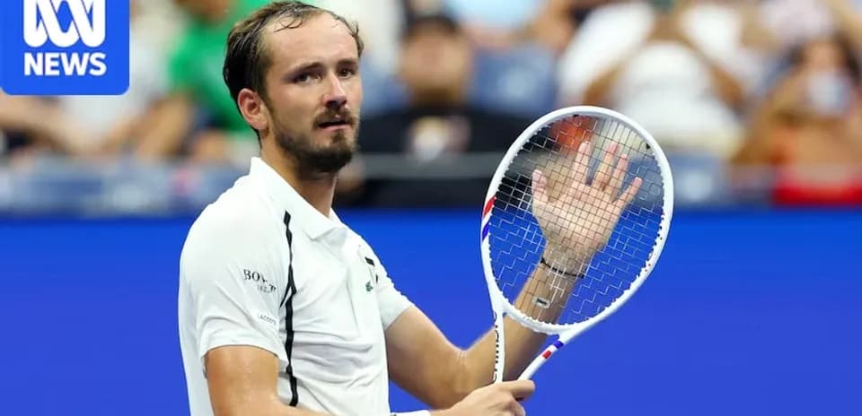 Tennis player waving during match at US Open