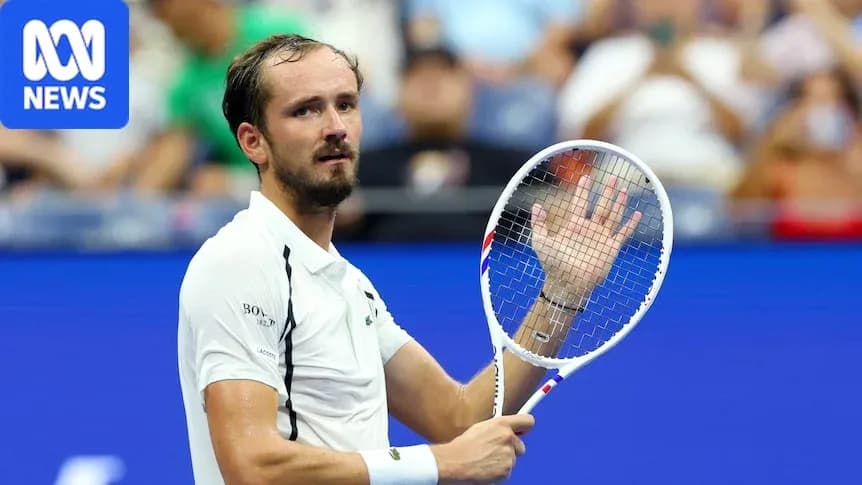 Tennis player waving during match at US Open