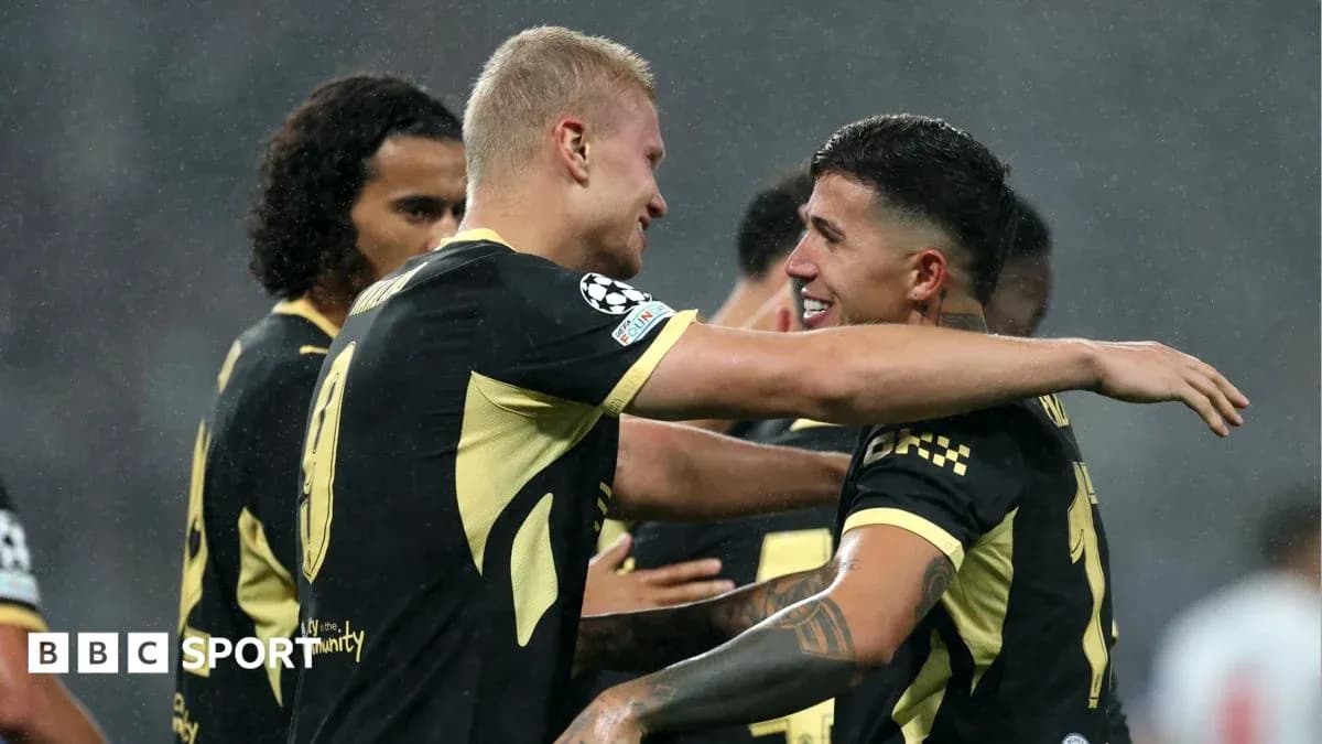 Players celebrating a goal during UEFA Champions League match