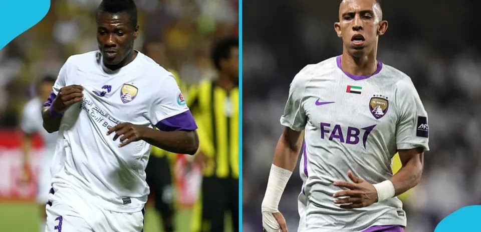 Two players in Al Ain FC jerseys during match