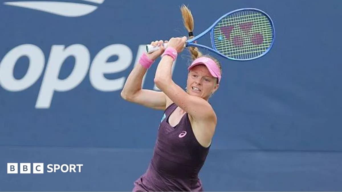 Tennis player hitting a backhand on court