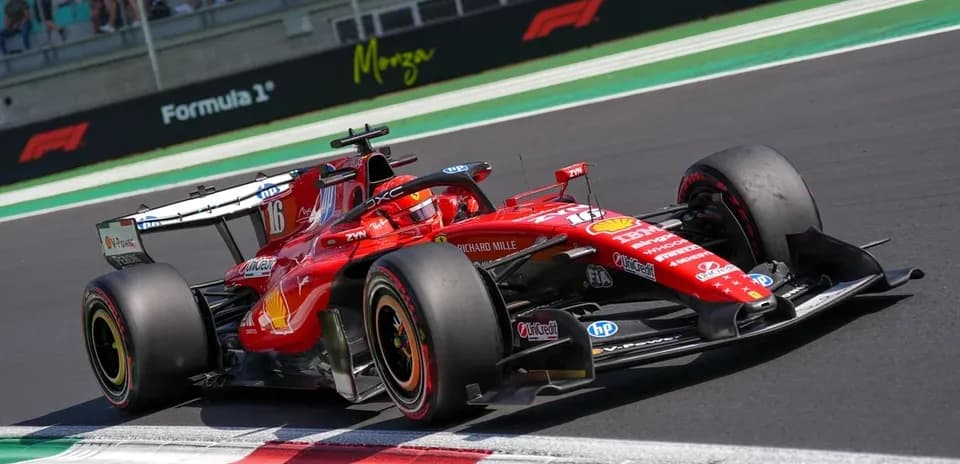 Ferrari car racing on track during Formula 1 event