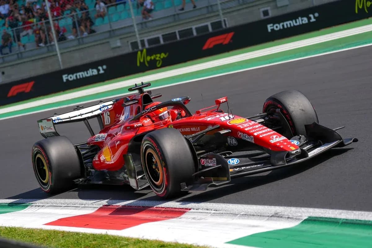 Ferrari car racing on track during Formula 1 event