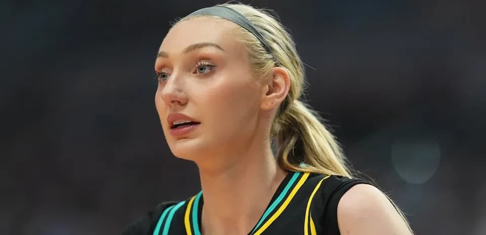 Female basketball player focused during a game