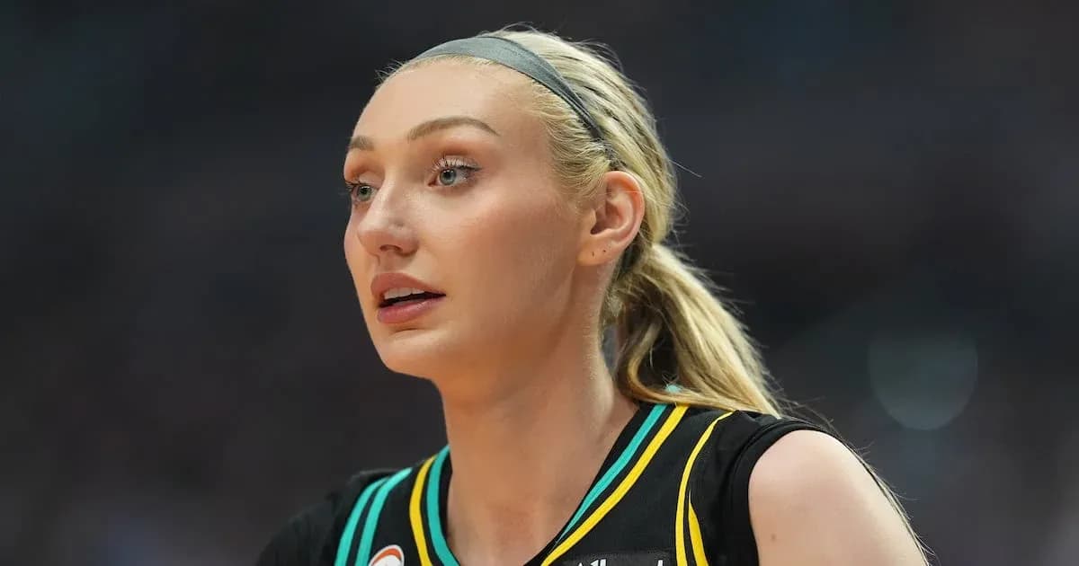 Female basketball player focused during a game
