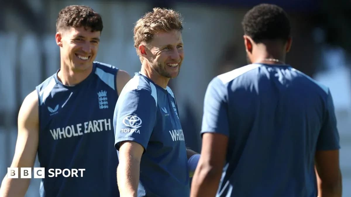 Three England cricket players during training session