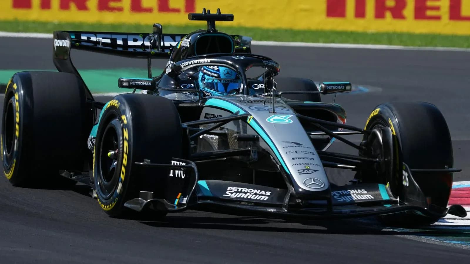 Formula 1 car racing on track during event