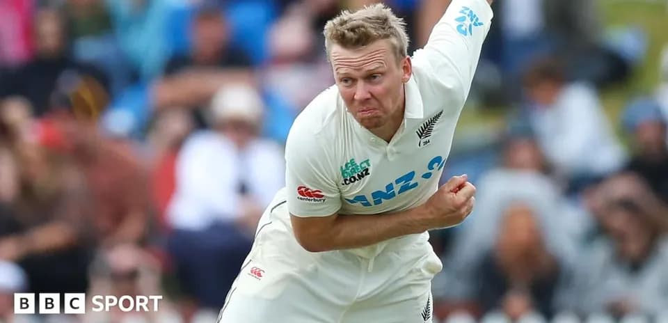 Cricketer bowling during a match for New Zealand