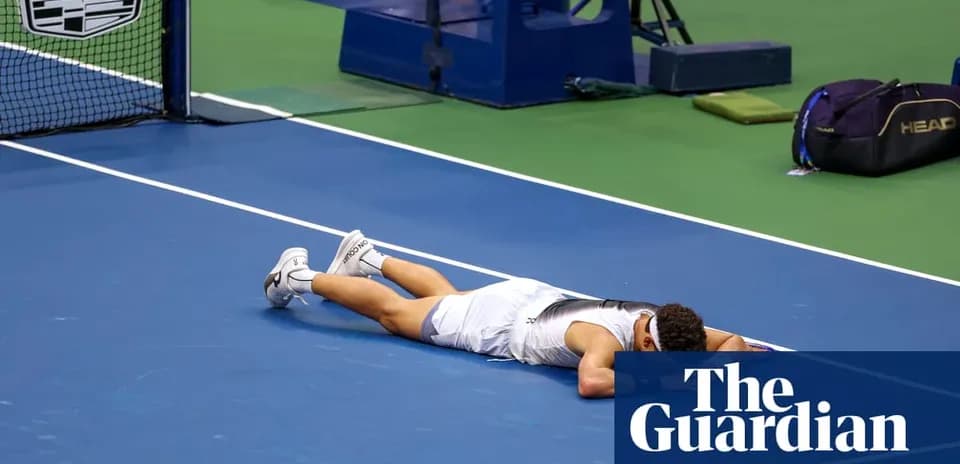 Player lying on the court after match defeat