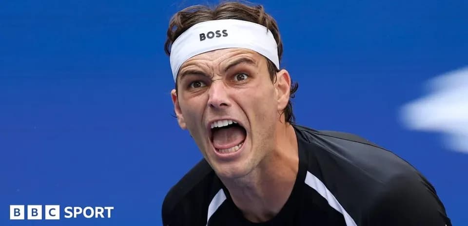 Tennis player shouting during a match
