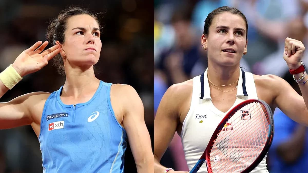 Two female tennis players celebrating after matches