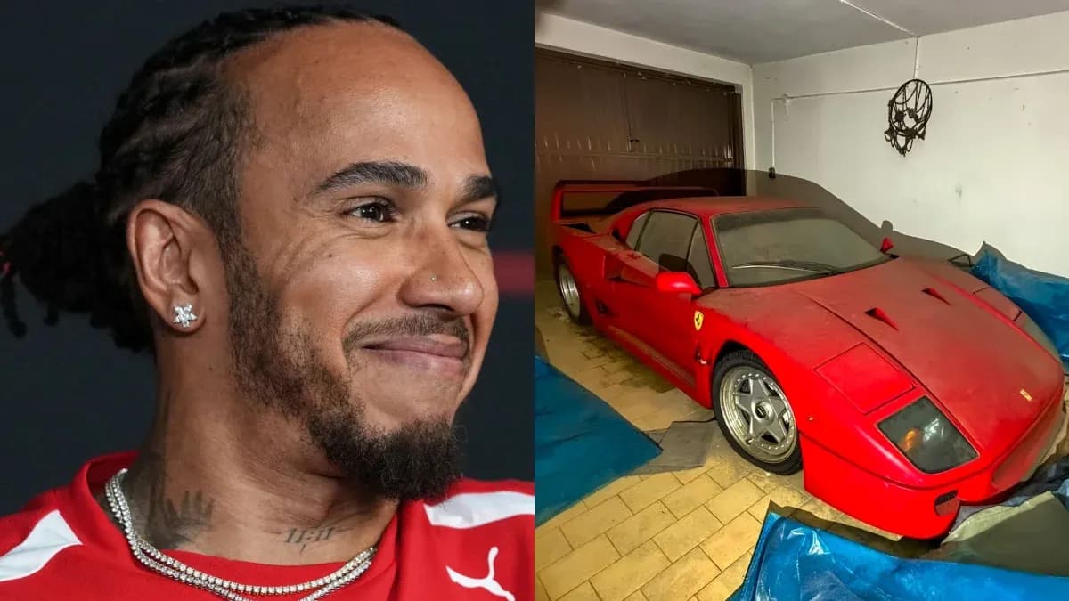 Close-up of a man smiling next to a covered Ferrari