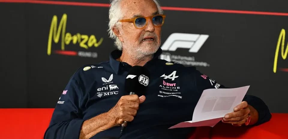 Team manager speaking at Formula 1 press conference