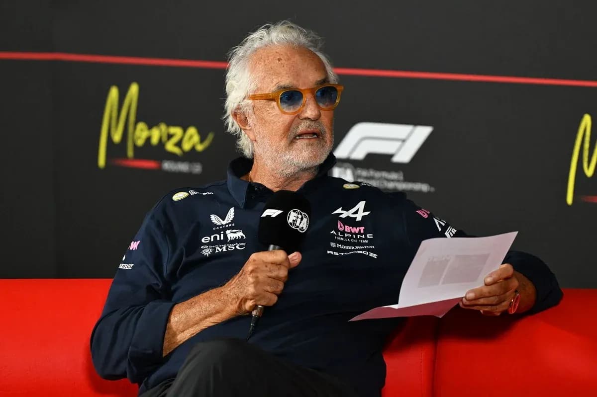 Team manager speaking at Formula 1 press conference