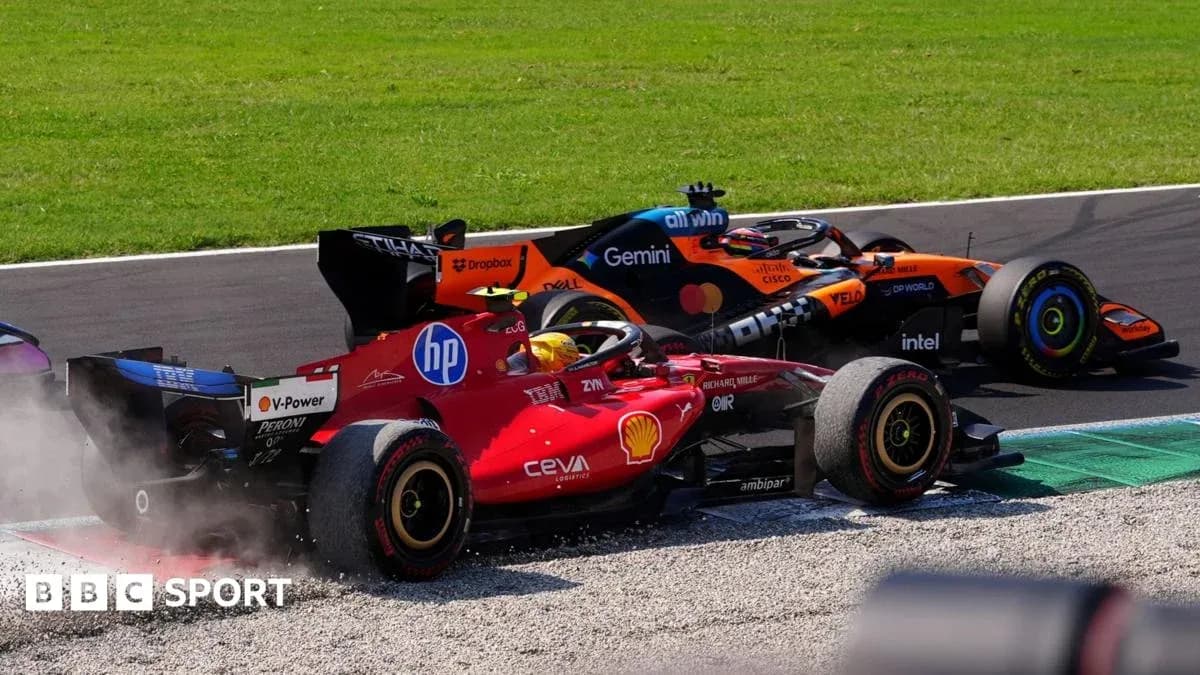 Ferrari and McLaren cars racing on track