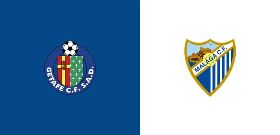 Logos of Getafe CF and Málaga CF side by side