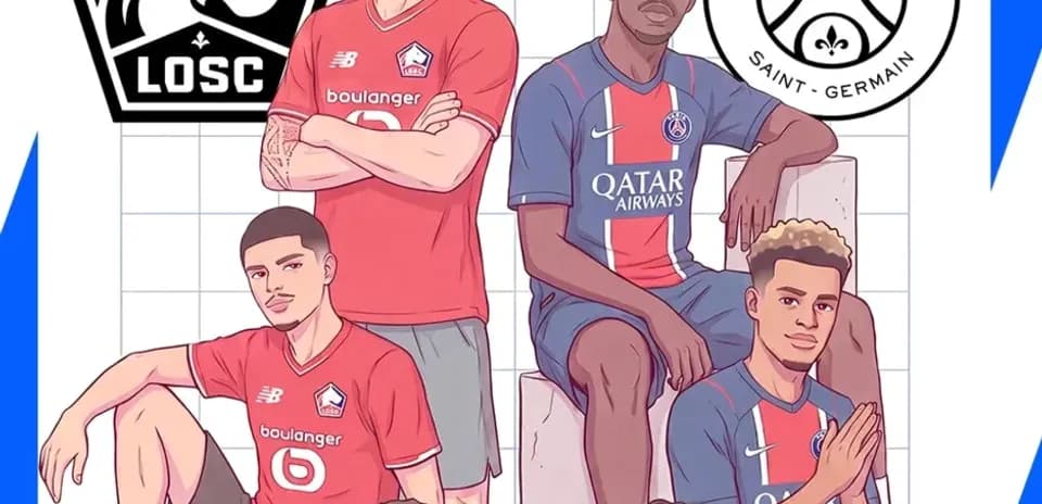 Players from LOSC and Paris Saint-Germain posing together