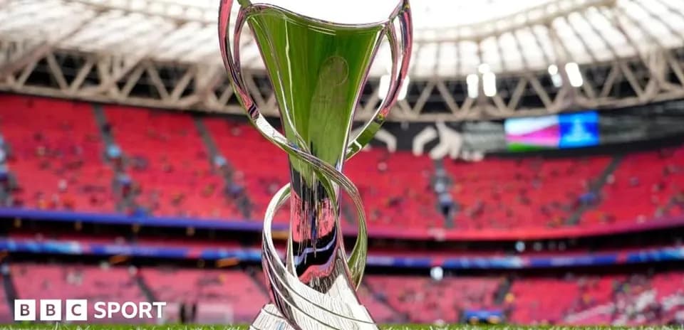 Shiny trophy displayed in stadium before match
